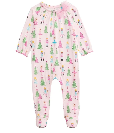 Mud Pie Baby Girls Long-Sleeve Nutcracker-Printed Footed Coverall