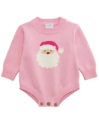 Mud Pie Baby Girls Long-Sleeve Santa-Face-Applique Sweater-Knit Bodysuit