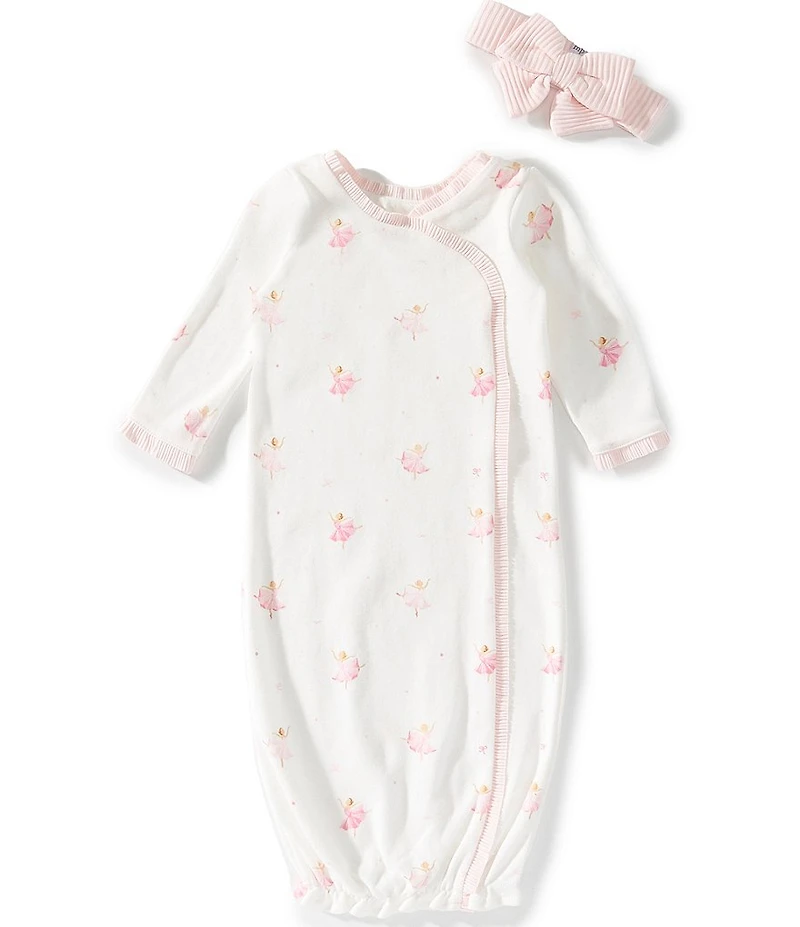 Mud Pie Baby Girls Long Sleeve Ballet Motif Printed Gown