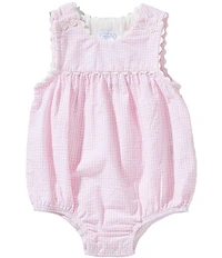 Mud Pie Baby Girls Peter Pan Collar Sleeveless Gingham Ric-Rac Bubble Romper