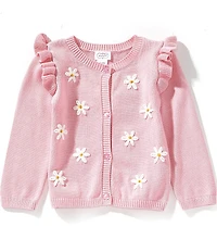 Mud Pie Baby Girls Ruffle Collar Daisy Embroidered Cardigan