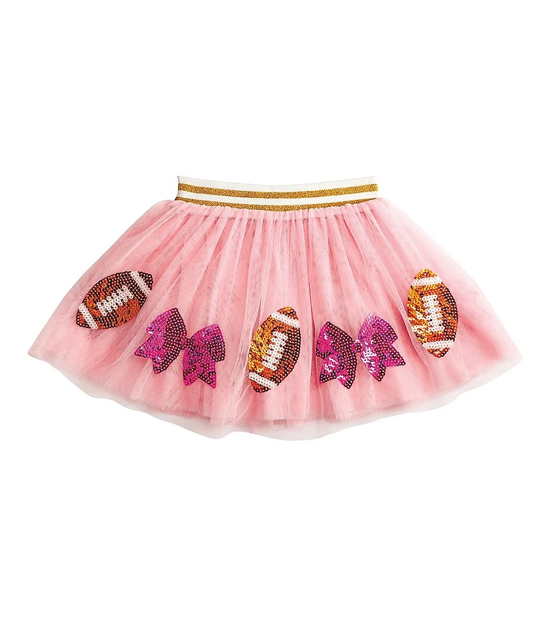 Mud Pie Baby Girls Sequin-Embellished Football/Bow-Appliqued Mesh Tutu Skirt