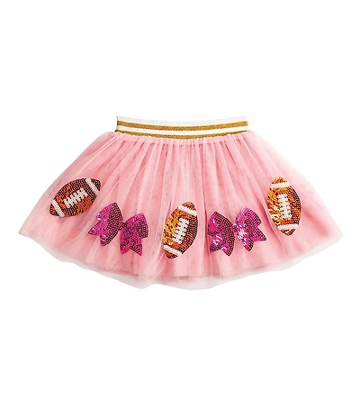 Mud Pie Baby Girls Sequin-Embellished Football/Bow-Appliqued Mesh Tutu Skirt