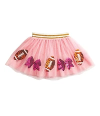 Mud Pie Baby Girls Sequin-Embellished Football/Bow-Appliqued Mesh Tutu Skirt