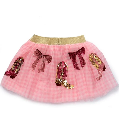 Mud Pie Baby Girls Sequin Western Boots and Bows Tutu