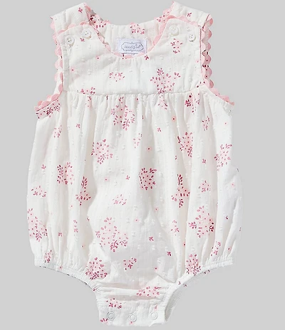 Mud Pie Baby Girls Sleeveless Ric-Rac Trim Blossom Print Bubble