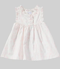 Mud Pie Baby Girls Sleeveless Toile Print Ruffle Trim Dress