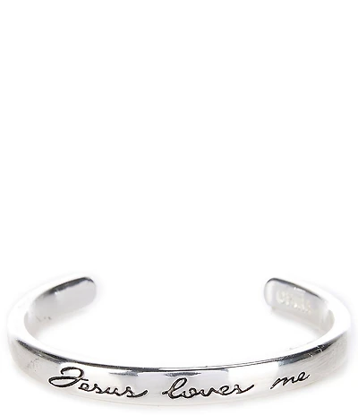 Mud Pie Baby Jesus Loves Me Engraved Bangle Cuff Bracelet