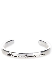 Mud Pie Baby Jesus Loves Me Engraved Bangle Cuff Bracelet