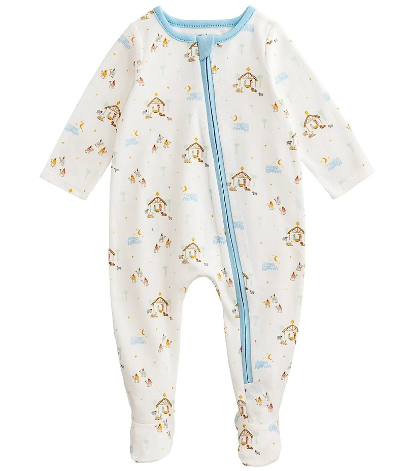 Mud Pie Baby Long-Sleeve Nativity-Themed-Printed Footie Coverall