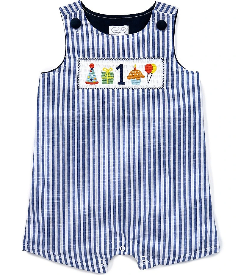 Mud Pie Baby Boys #double;One#double; Smocked Birthday Design Jon Jon Shortall