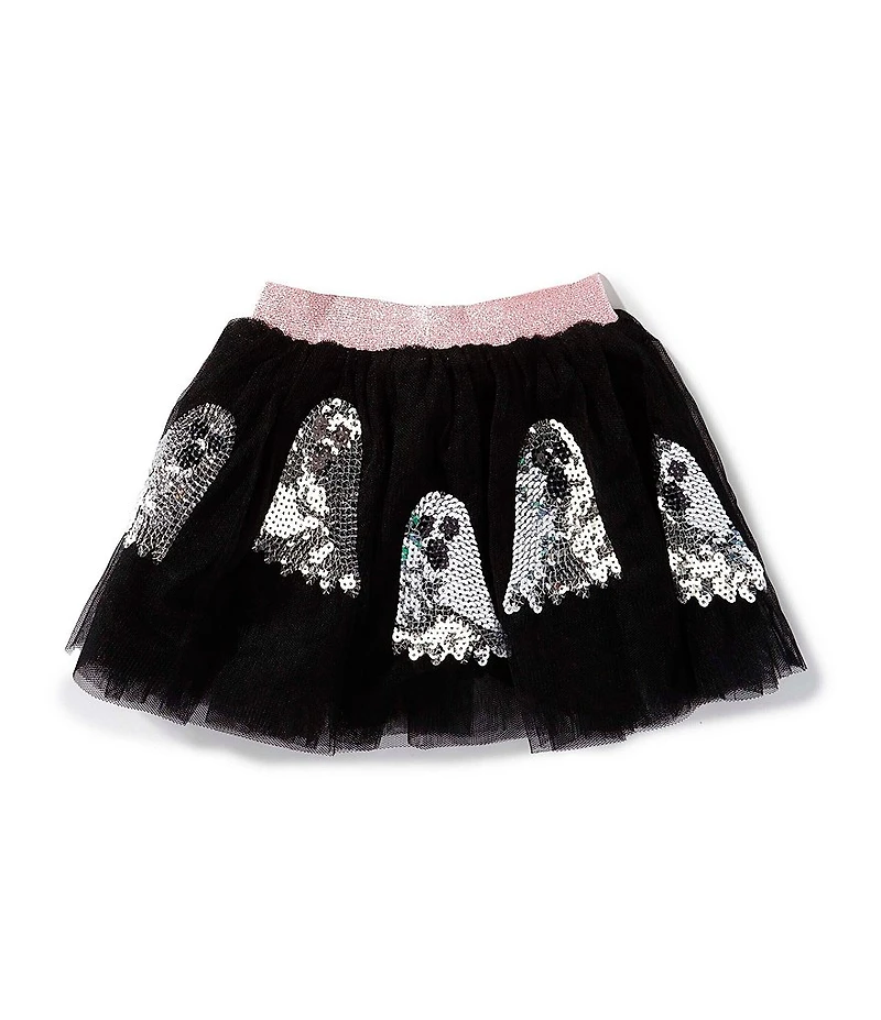 Mud Pie Baby/Little Girls Halloween Sequin-Embellished Ghost-Printed Tutu