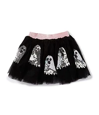 Mud Pie Baby/Little Girls Halloween Sequin-Embellished Ghost-Printed Tutu