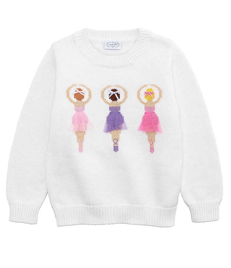 Mud Pie Baby/Little Girls Long-Sleeve 3D Ballerina Yarn-Knit Sweater