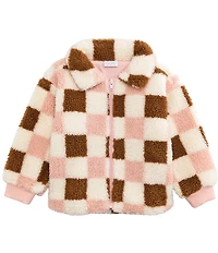 Mud Pie Baby/Little Girls Long-Sleeve Checked Faux-Sherpa Jacket