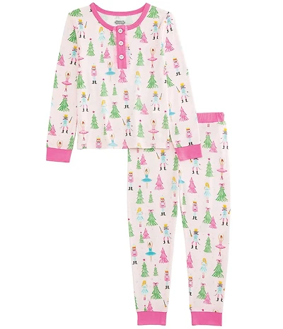 Mud Pie Baby/Little Girls Long-Sleeve Nutcracker-Themed-Printed Pajama Top & Matching Pajama Pants Set