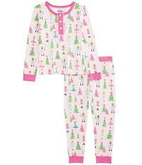 Mud Pie Baby/Little Girls Long-Sleeve Nutcracker-Themed-Printed Pajama Top & Matching Pajama Pants Set