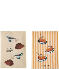 Mud Pie Beaded Thanksgiving Towel Set