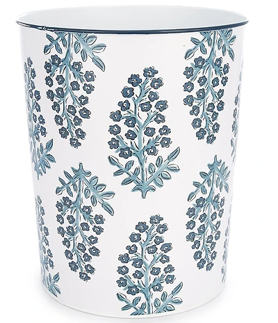 Mud Pie Block Print Ceramic Wastebasket