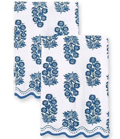 Mud Pie Block Print Terry Hand Towel, Set Of 2
