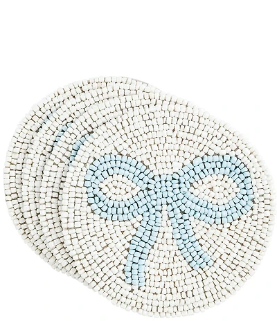 Mud Pie Bow Collection Beaded Coasters, Set of 4