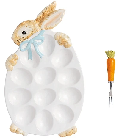 Mud Pie Bunny Deviled Egg Platter Set