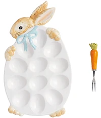 Mud Pie Bunny Deviled Egg Platter Set