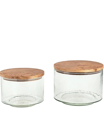 Mud Pie Burl Wood Lidded Canisters