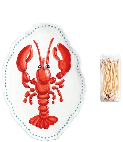 Mud Pie By The Sea Collection Small Lobster Platter & Toothpick Set