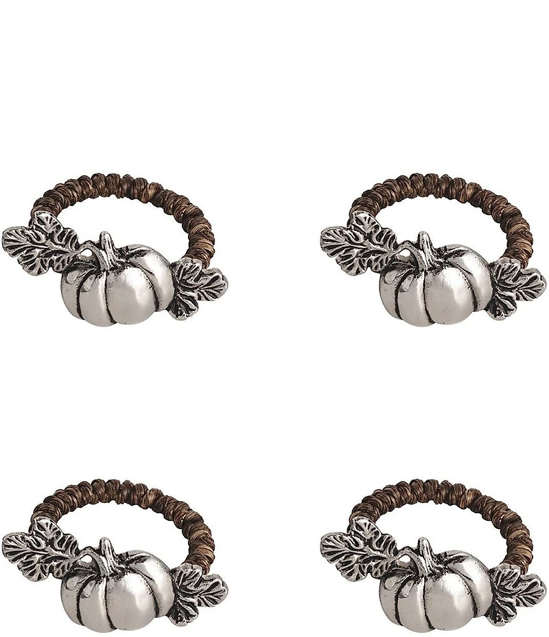 Mud Pie Gather Collection Pumpkin Napkin Rings, Set of 4