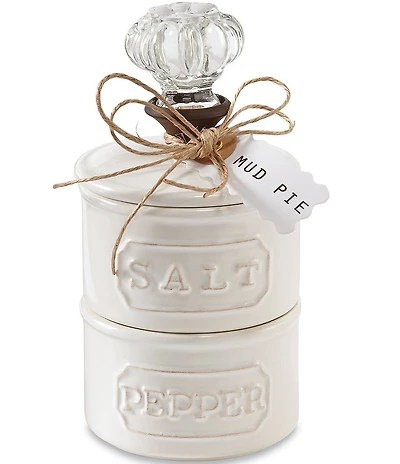 Mud Pie Farmhouse Circa Vintage Doorknob Stacked Salt & Pepper Cellar Set