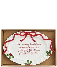 Mud Pie Circa Whimsy Collection Bow Whimsical Christmas Sentiment Plate
