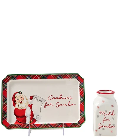 Mud Pie Classic Christmas Collection Vintage Santa Cookies & Milk Set