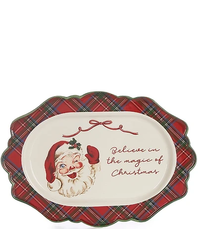 Mud Pie Classic Christmas Collection Vintage Santa Sentiment Oval Platter