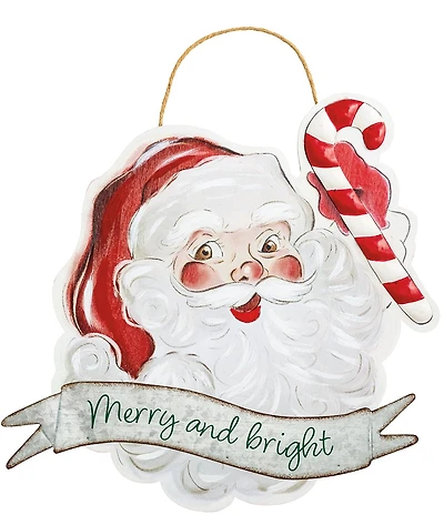 Mud Pie Classic Christmas Collection Vintage Santa Wood Door Hanger