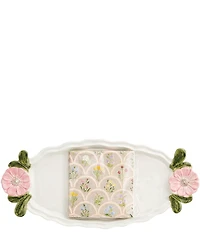 Mud Pie Flower Handle Tray & Napkin Hostess Set