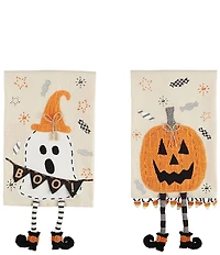 Mud Pie Halloween Applique Pumpkin & Ghost Towel Set with Dangle Leg