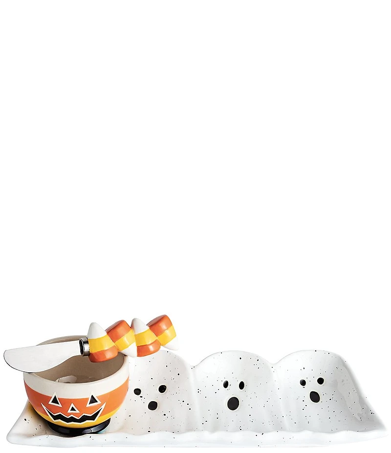 Mud Pie Halloween Collection Glow Ghost Tidbit Tray Set