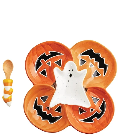 Mud Pie Halloween Collection Glow Pumpkin Section Server Set
