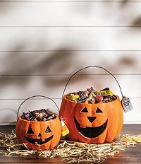 Mud Pie Halloween Collection Paper-Mache Jack-O-Landen Treat Buckets 2-Piece Set