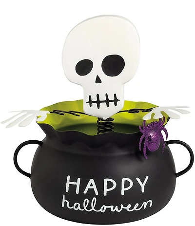 Mud Pie Halloween Collection Tin Skeleton Cauldron Bucket