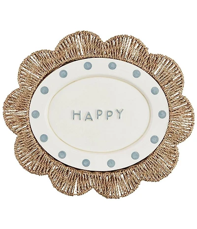 Mud Pie Happy Woven Platter Set