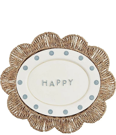 Mud Pie Happy Woven Platter Set