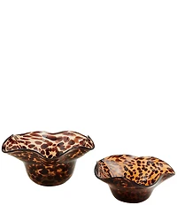 Mud Pie Heritage Home Collection Ruffle Tortoise Glass Bowl Set