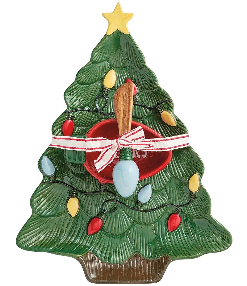 Mud Pie Home For Christmas Collection Tree Chip-N-Dip Set