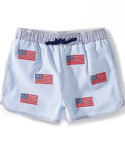 Mud Pie Little Boys Embroidered Flag Trunk Swim Trunks