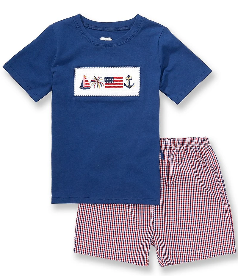 Mud Pie Little Boys Short Sleeve Patriotic T-Shirt & Shorts Set 2-Piece Set