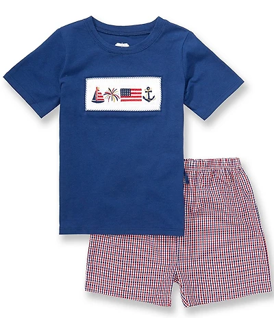 Mud Pie Little Boys Short Sleeve Patriotic T-Shirt & Shorts Set 2-Piece Set