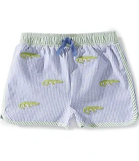 Mud Pie Little Boys Stripe Alligator Swim Trunks