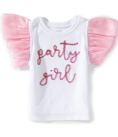 Mud Pie Little Girl Short Sleeve Birthday Sparkle Party T-Shirt